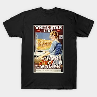 WHITE STAR LINE - 1925c Shipping Line White Star Line 'Canada's Call To Women' T-Shirt